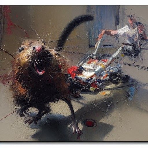 Rotating Rat: Oil Painting Inspired by Kinetic Art