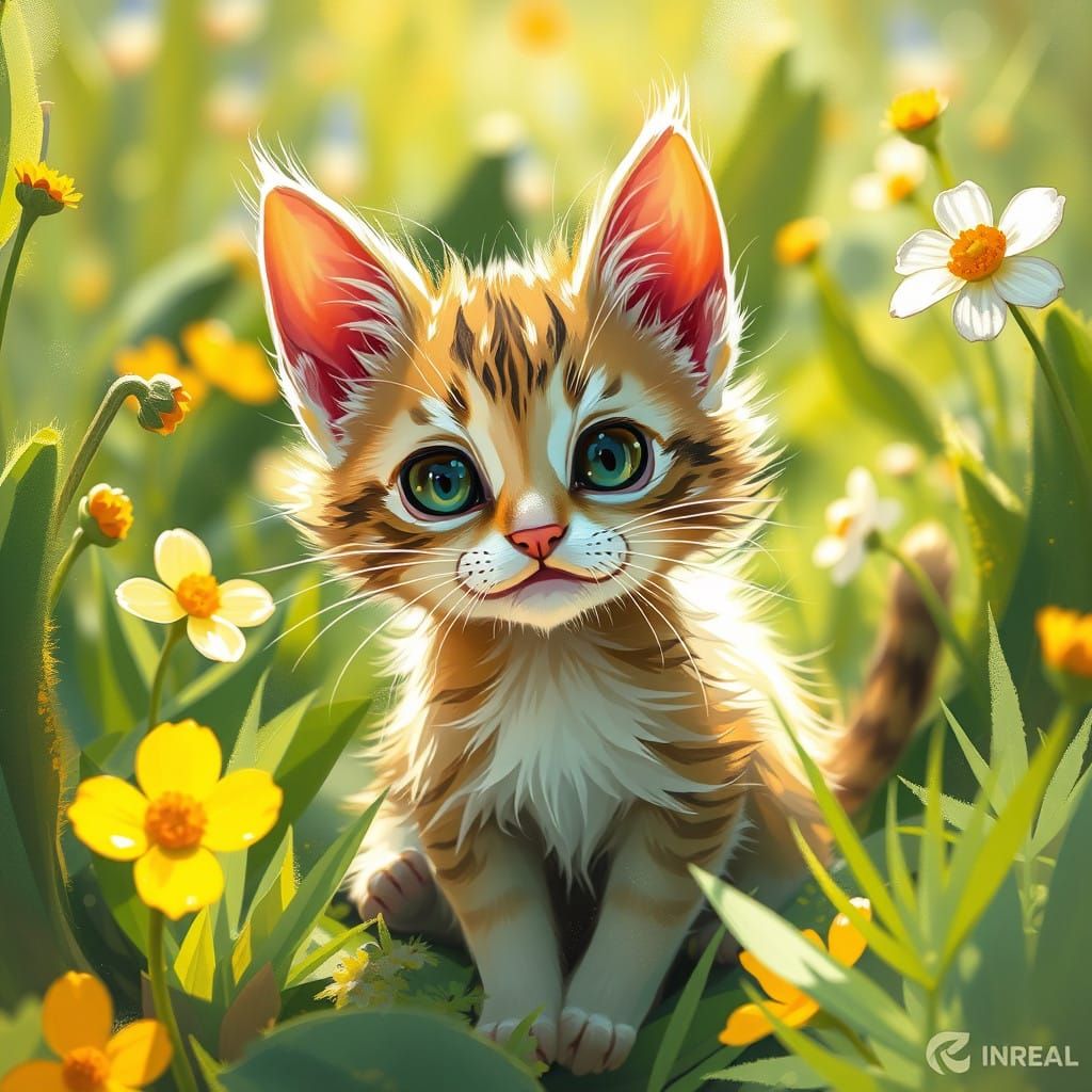 Whimsical Garden Scene in Expressive Brushstrokes and Soft P...