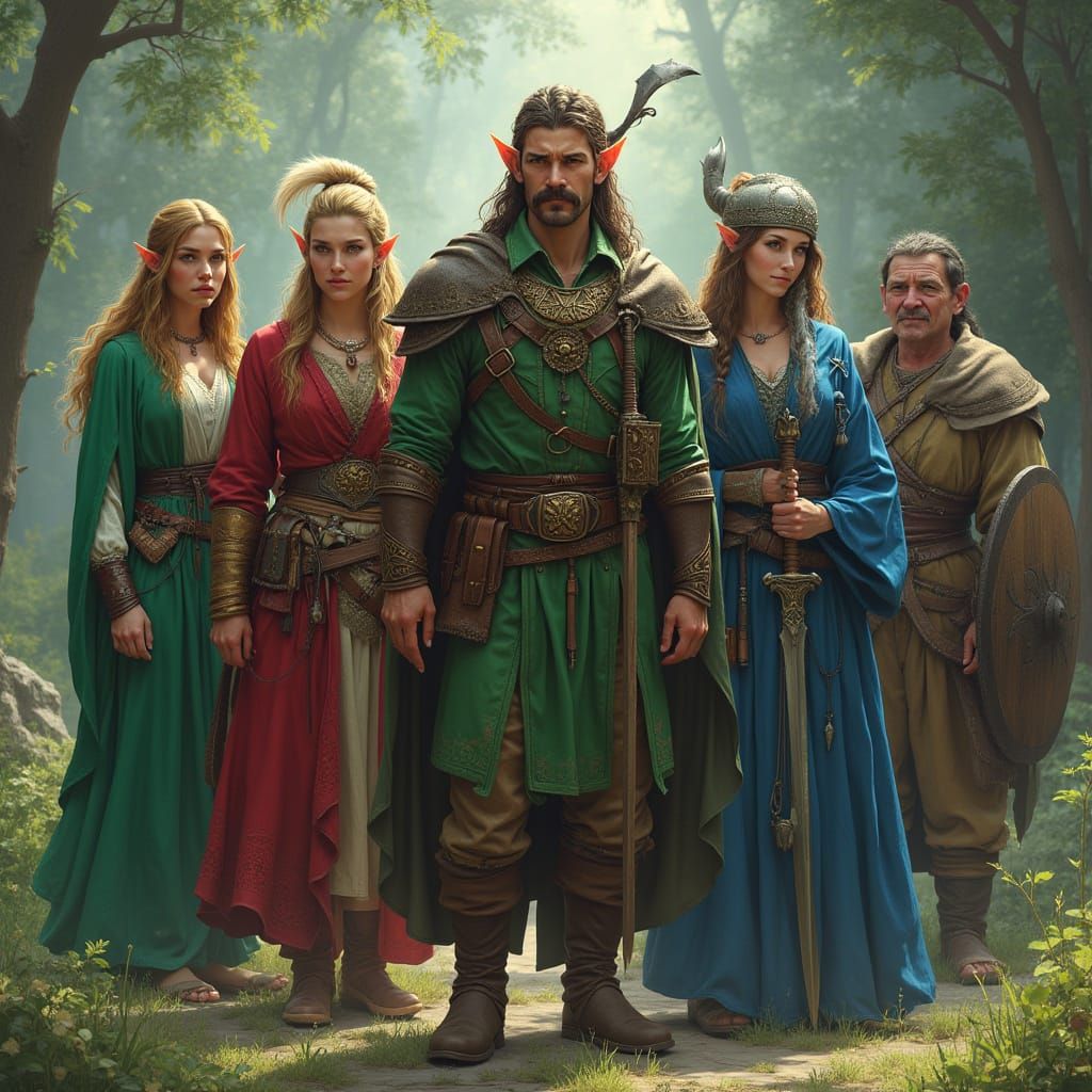 Fantasy Characters: Elves, Rogue, Ranger, Barbarian, Peasant