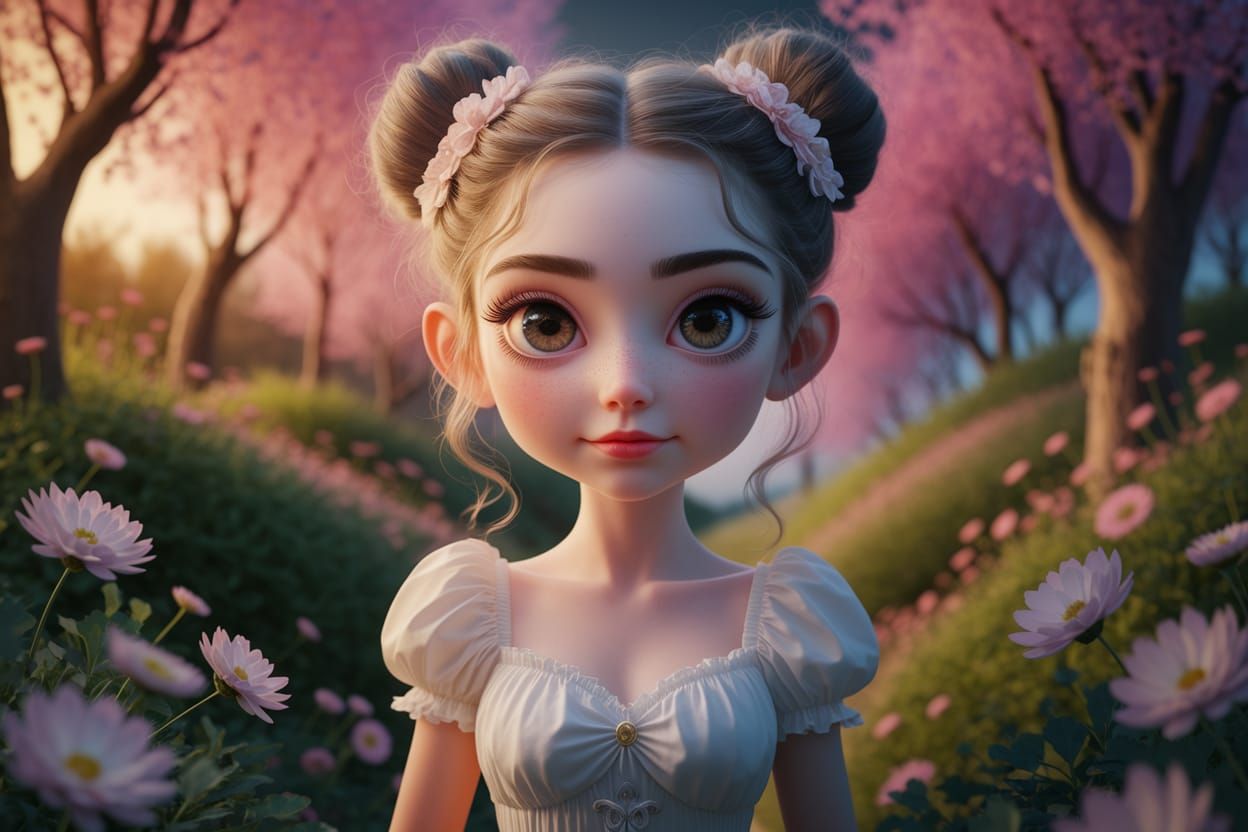 Enchanted Forest Goddess in Vibrant 3D Art