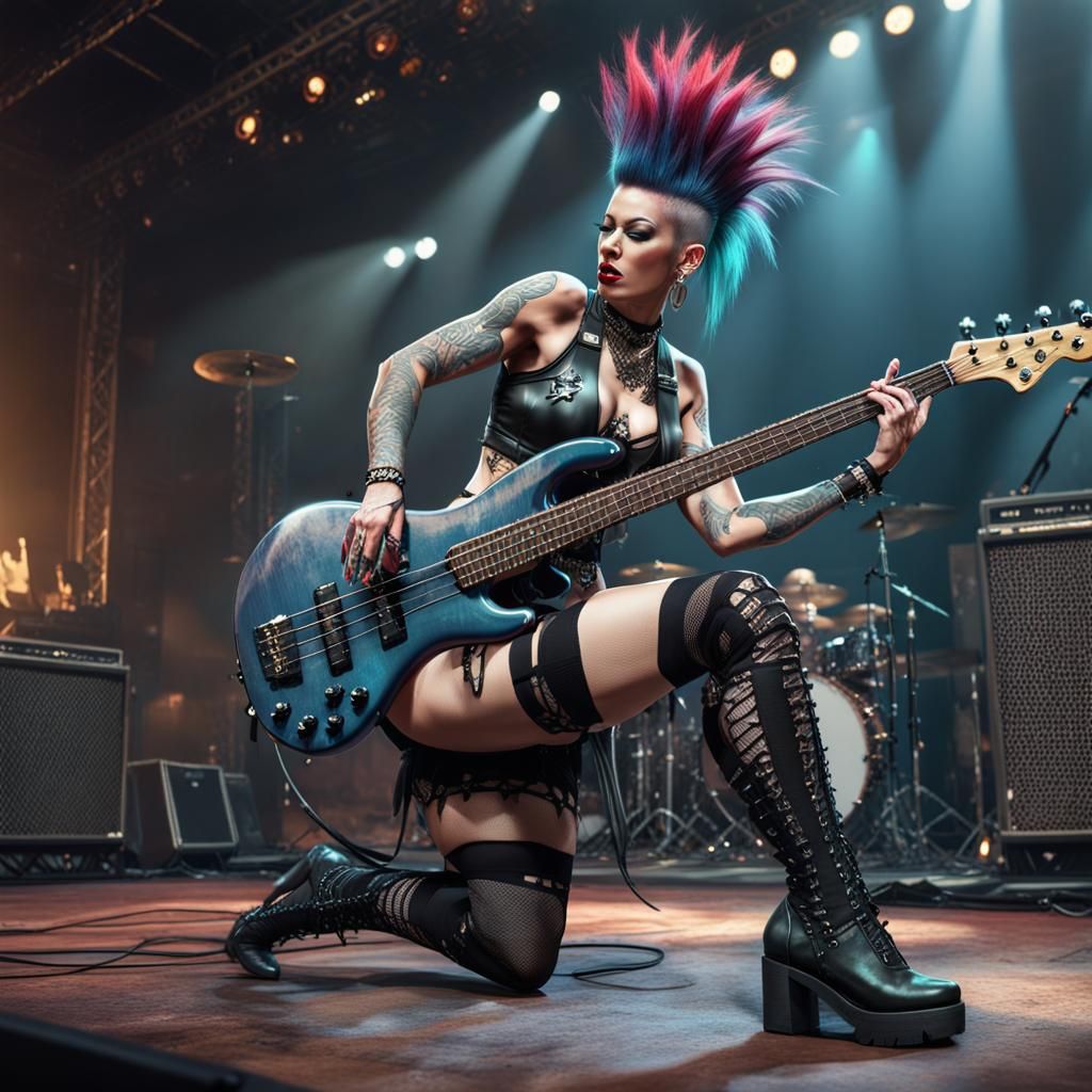Punk Rocker on Stage in Detailed Digital Painting