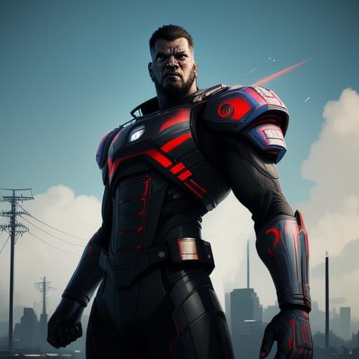 Imposing Figure in Vibrant, Cinematic Pose