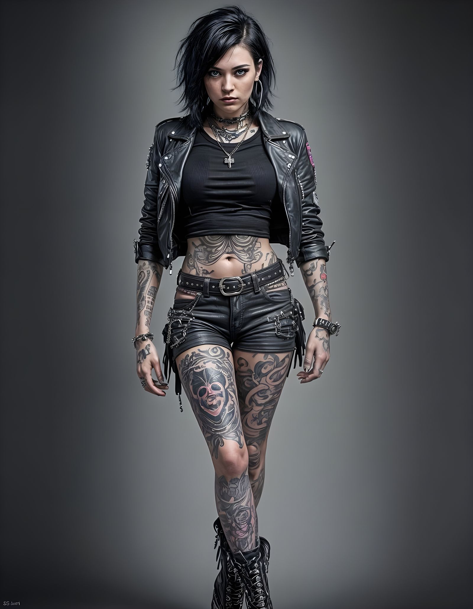 Gothic Punk Rocker Girl with Cinematic Realism