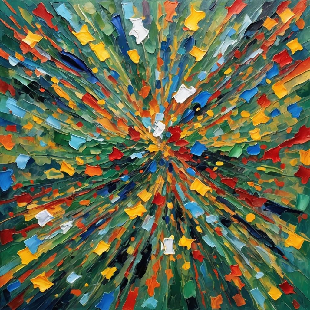 Colorful Abstract Oil Painting in Impasto Style