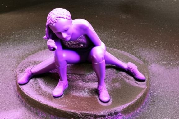 Crystal Millie Bobby Brown Statue with Purple Legs