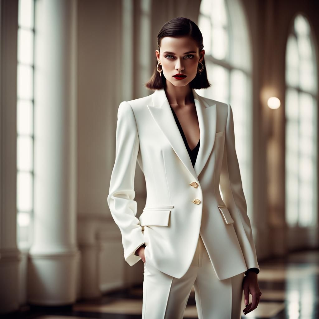 Elegant Woman in High Fashion Editorial Style