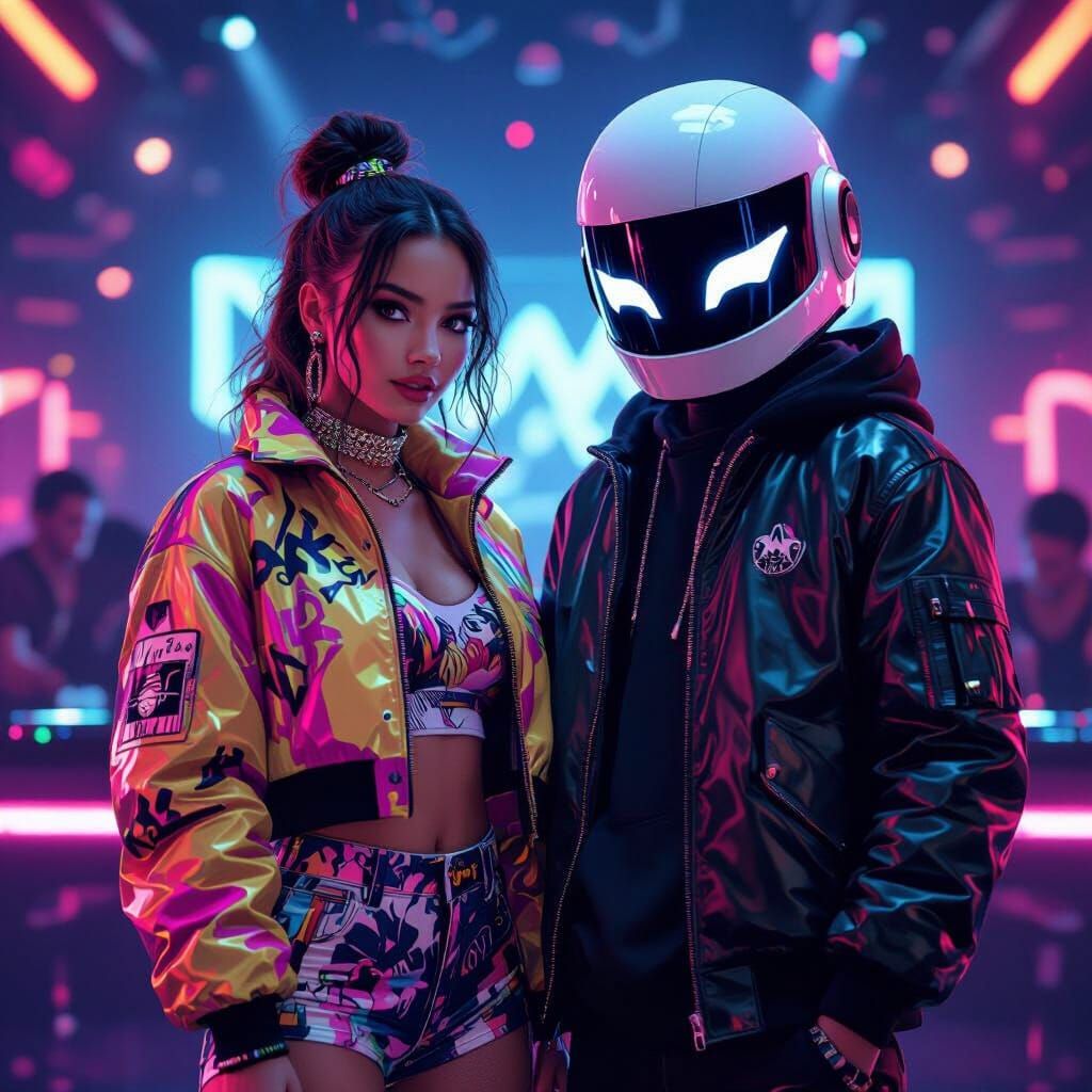 Woman and Marshmello at Neon Concert