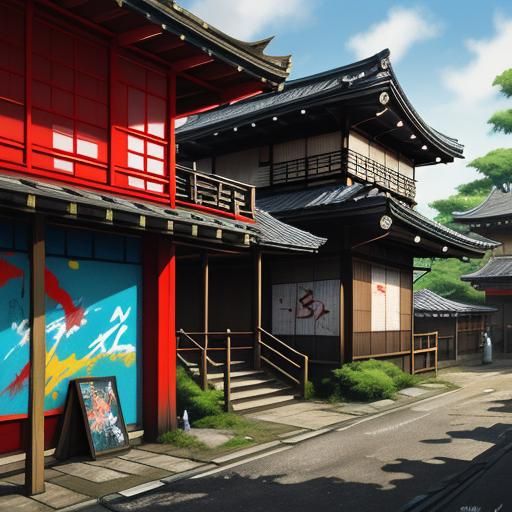 Graffiti Art of an Old Japanese Tea House