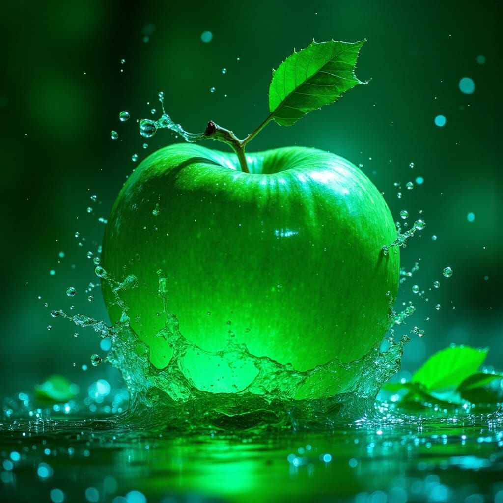 Emerald Green Apple Concept Art in Hyperdetailed 3D