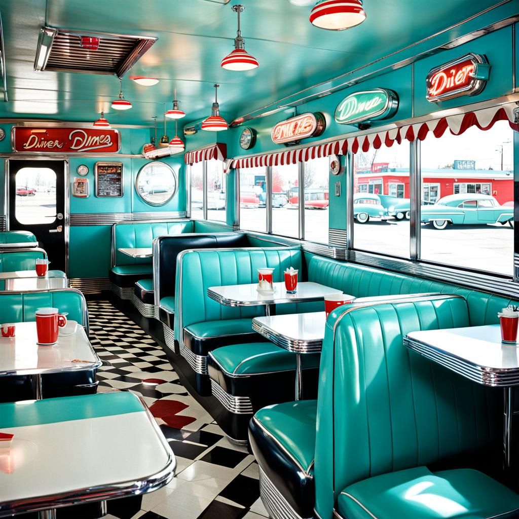 Nostalgic 1950s Diner Scene