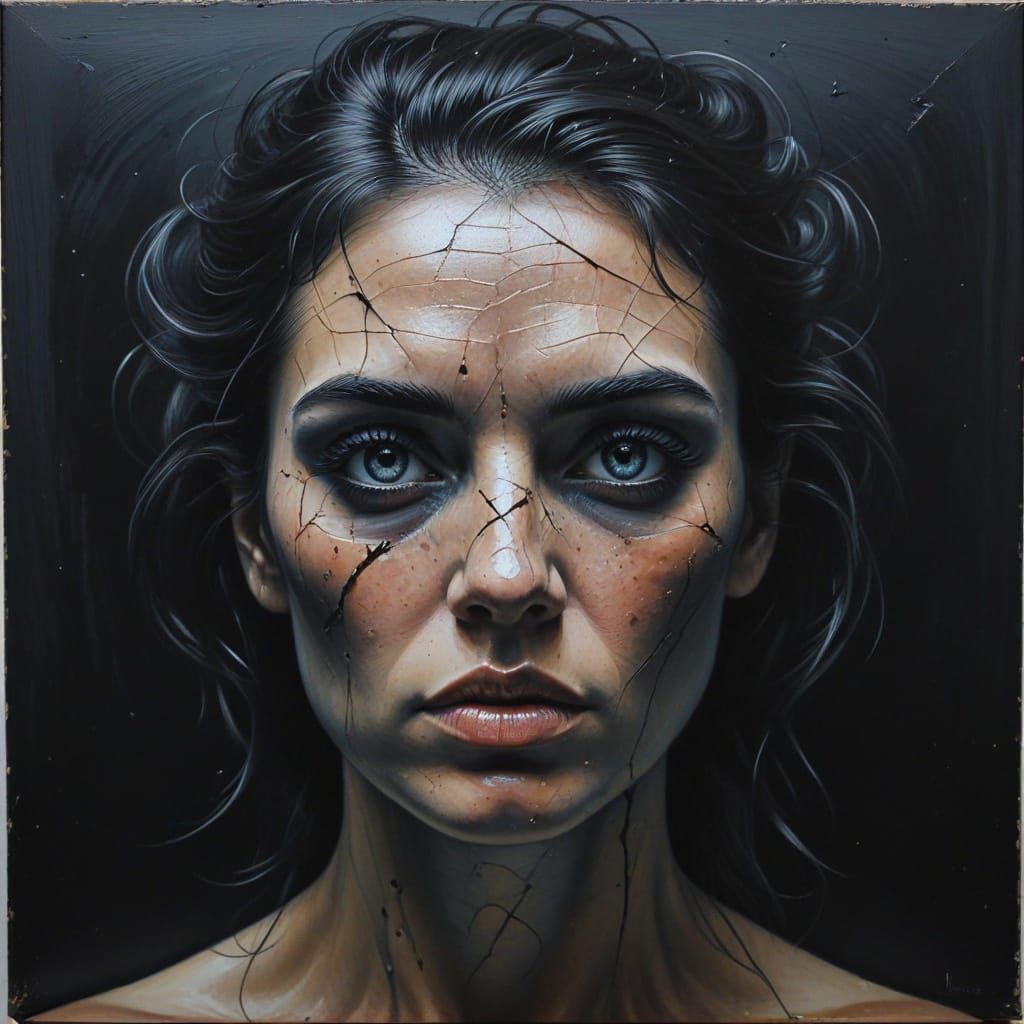 Optical Illusion of Depression on Washed Canvas