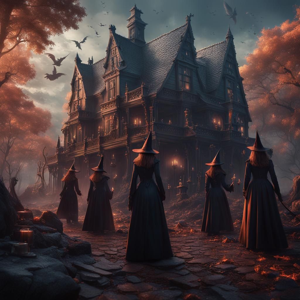 Beautiful Witches Coven in Detailed Matte Painting