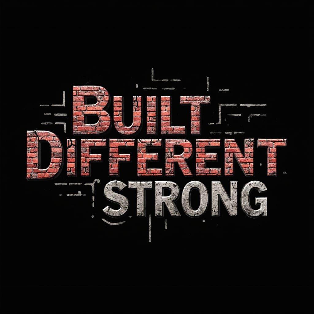 Bold Typography T-Shirt Design: Built Different, Brick Stron...