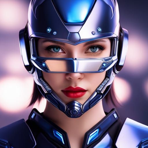 Beautiful Cyborg Girl in Futuristic Armor, Hyperrealistic