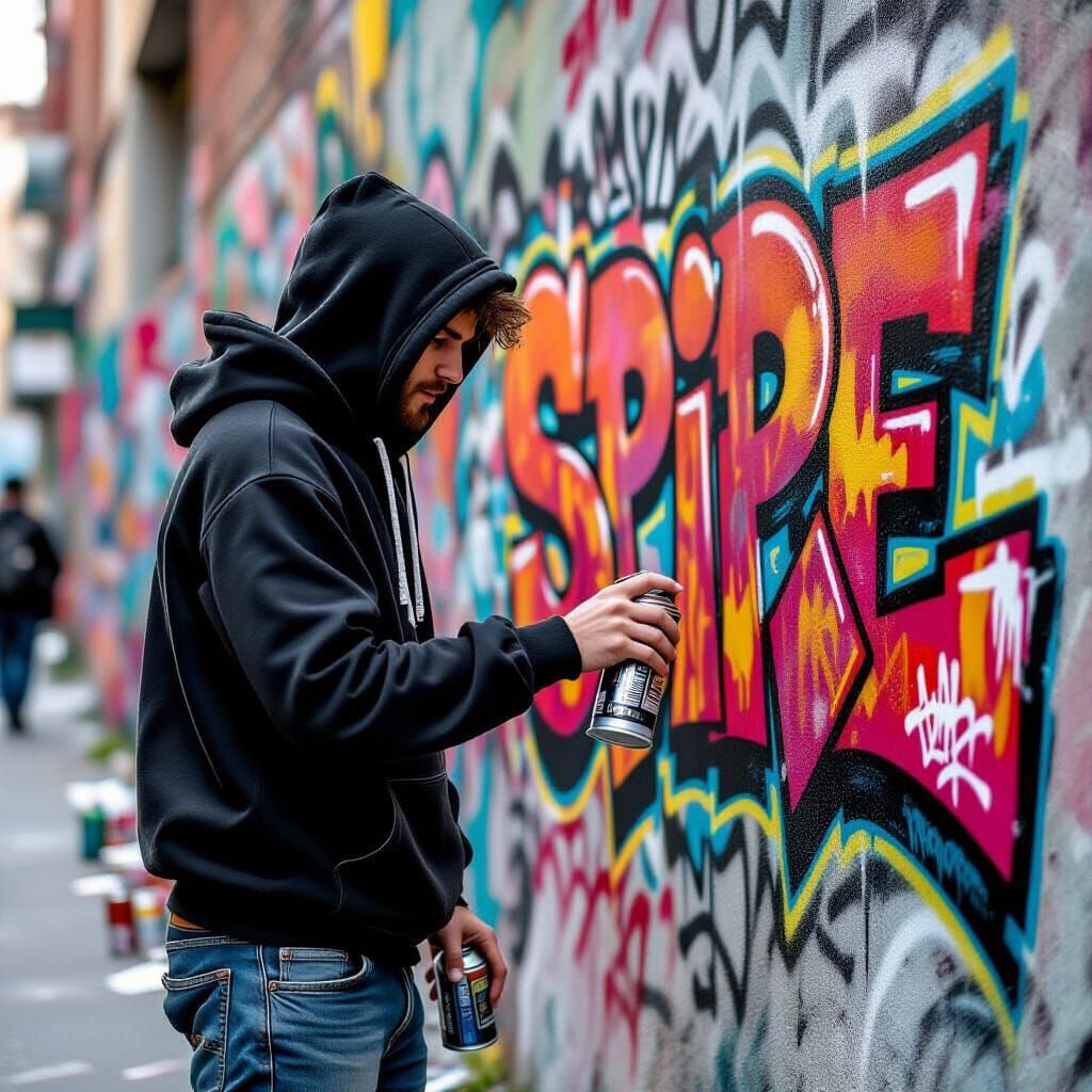 Spike from My Little Pony as Graffiti Artist