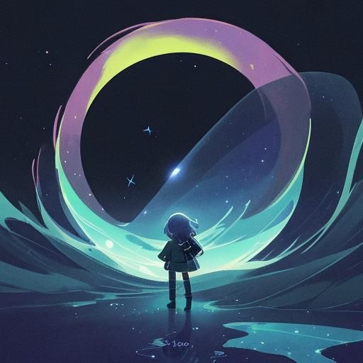 Astronaut in Space Amidst Swirling Stars: Anime Art