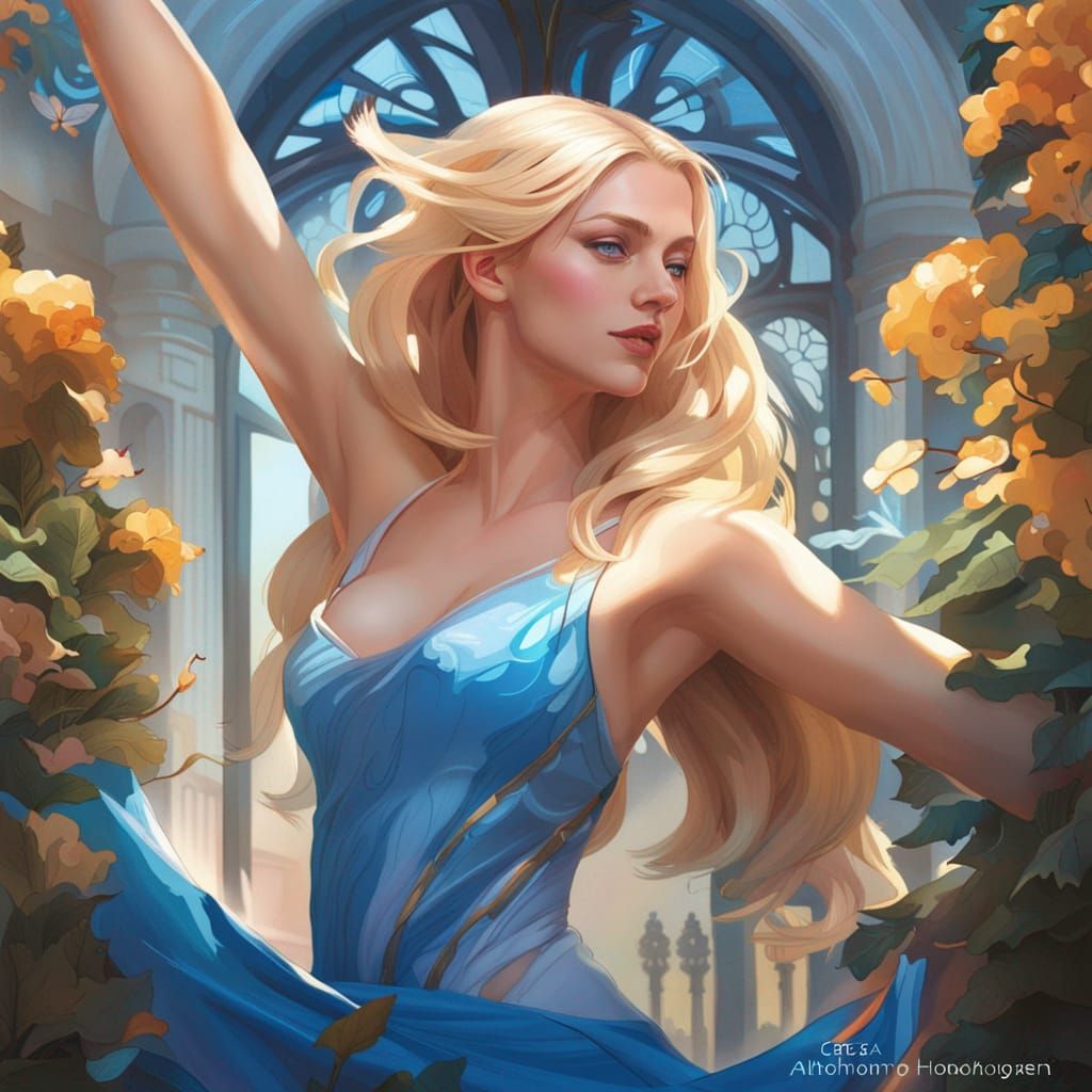 Princess Dancing in Garden: Hyperdetailed Concept Art