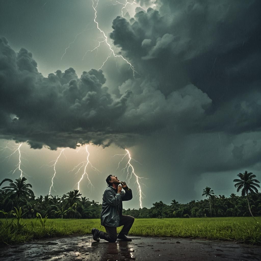 Dramatic Tropical Storm Cinematic Film Still