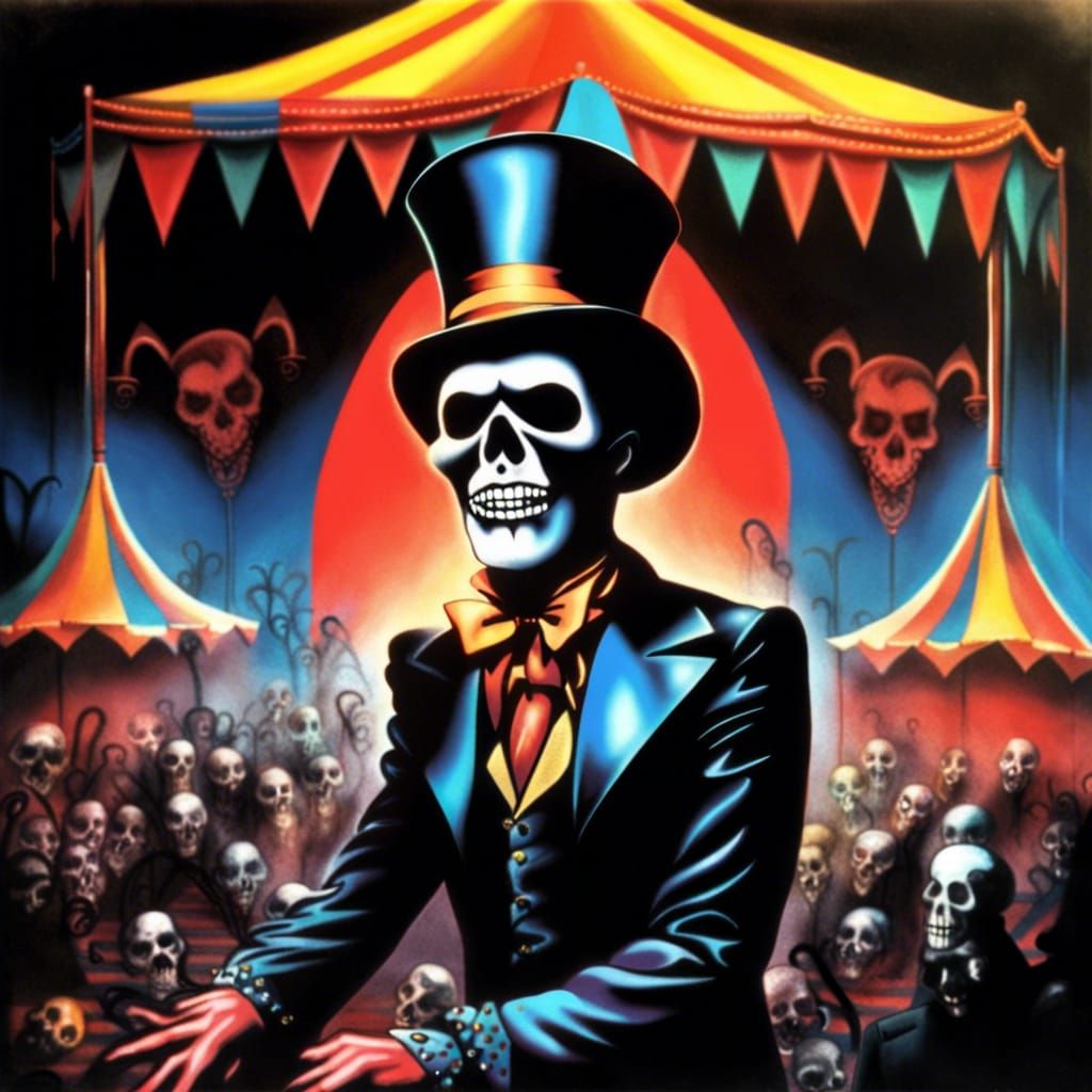 Sinister Ringmaster in 80s Airbrushed Freakshow Cover