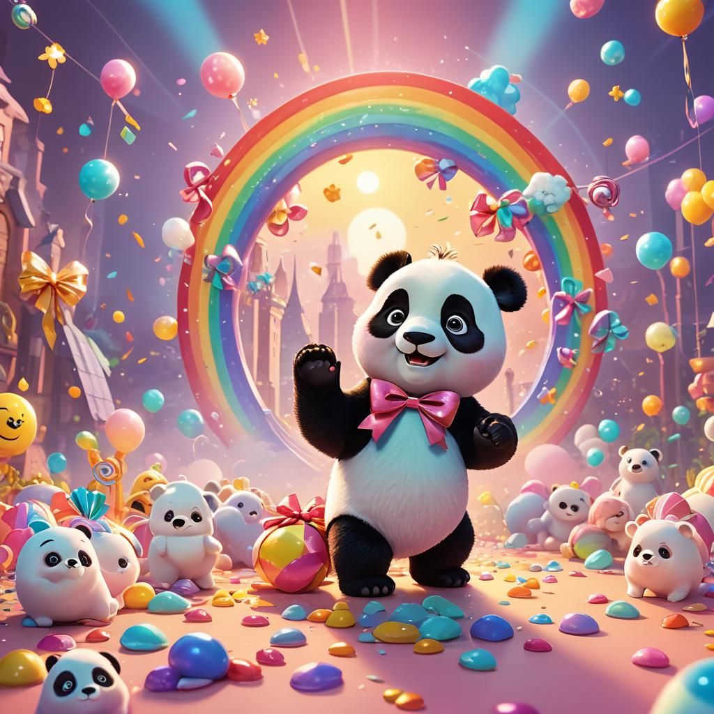 Adorable Panda with Bow in Pixar 3D Style