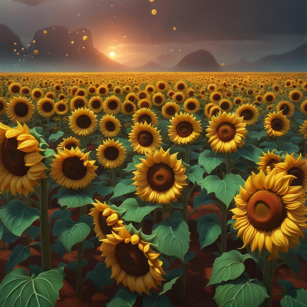 Generated Sculptures: field of Sunflowers