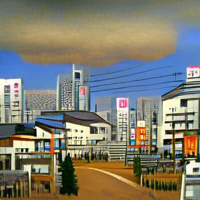 Modern Cityscape in Tarashikomi Style