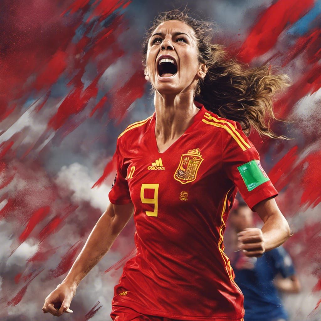 Olga Carmona scoring a goal in the World Cup