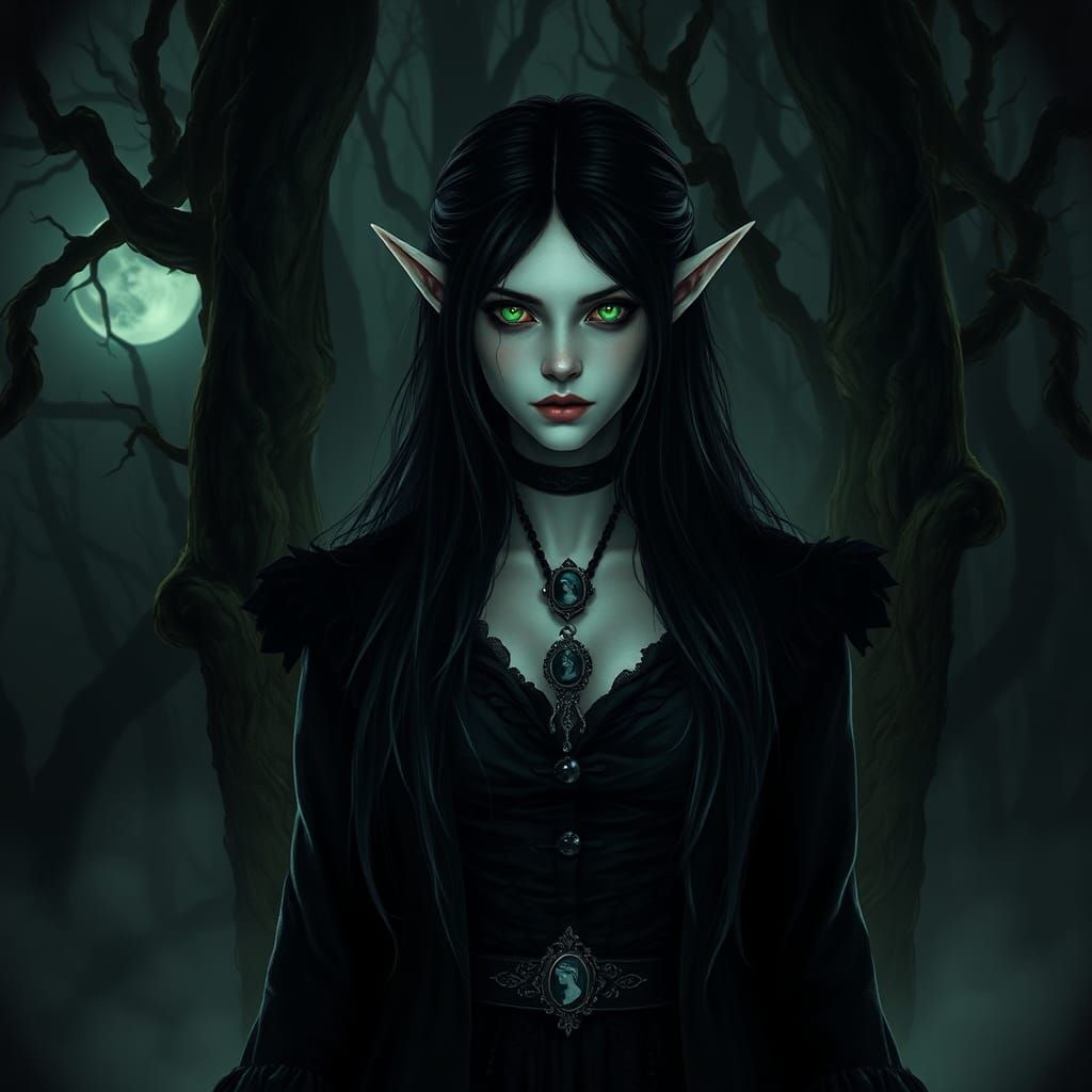 Dark Elf Vampire in Gothic Forest