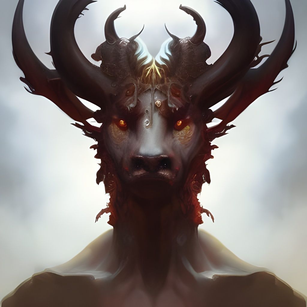 Demonic Eldridge Beast Portrait, Detailed Digital Art