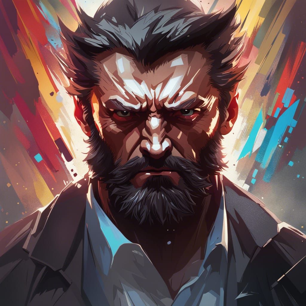 Wolverine Portrait in Dynamic Hyperdetailed Style