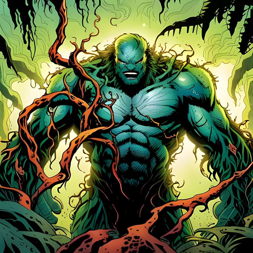 Lush Swamp Thing in Comic Book Style