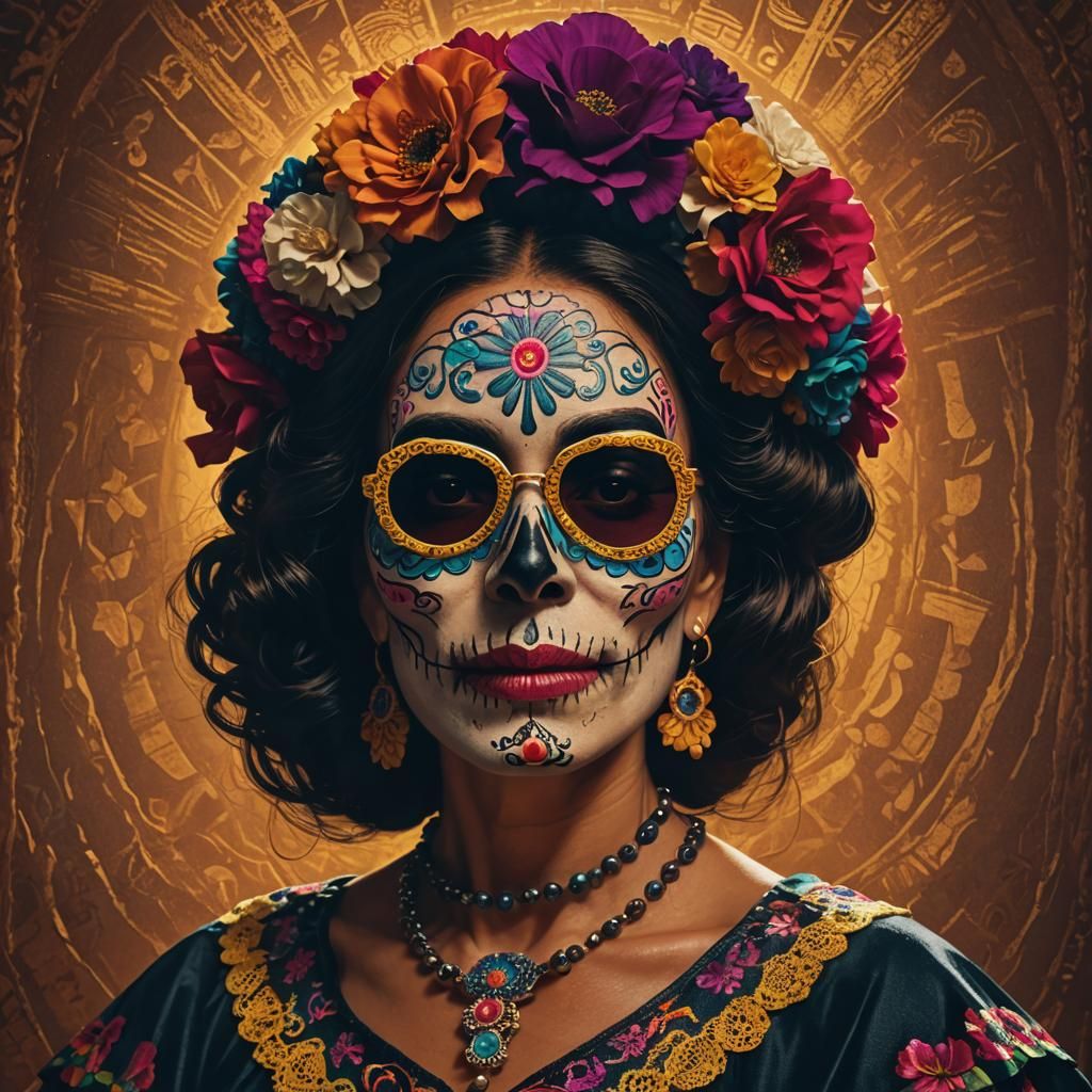 Catrina Costume: Venezuelan Woman in Hyper-Realistic Digital...