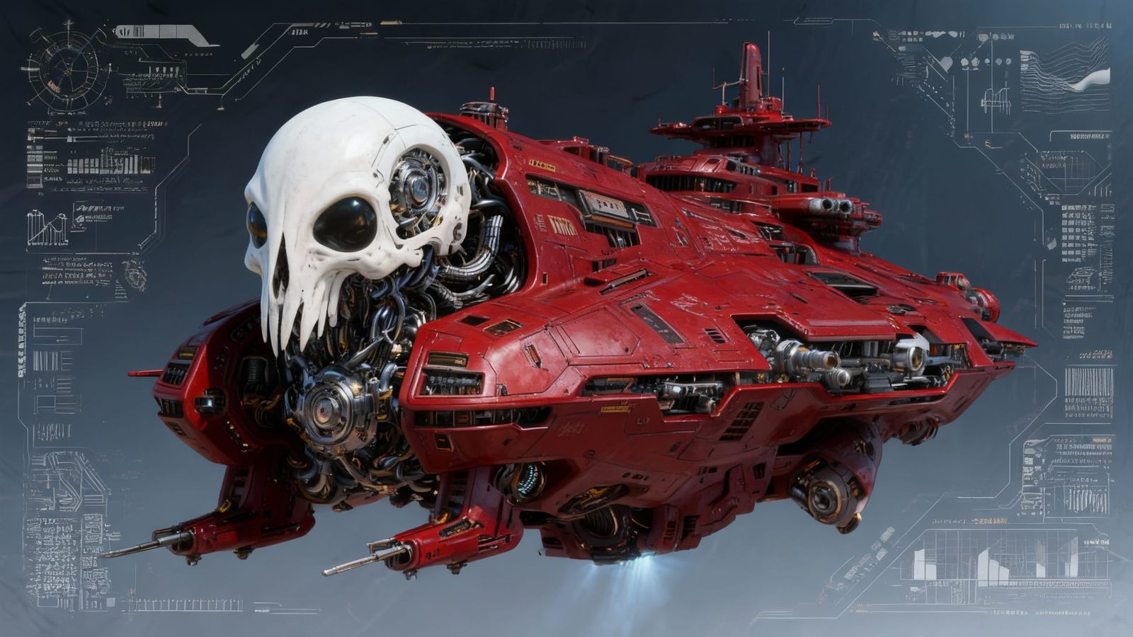 Alien Dreadnaught Blueprint: 3D Technical Diagram