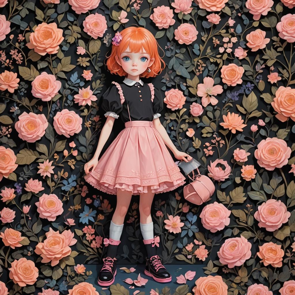 Girl with Orange Hair in Dreamlike Fantasy Art