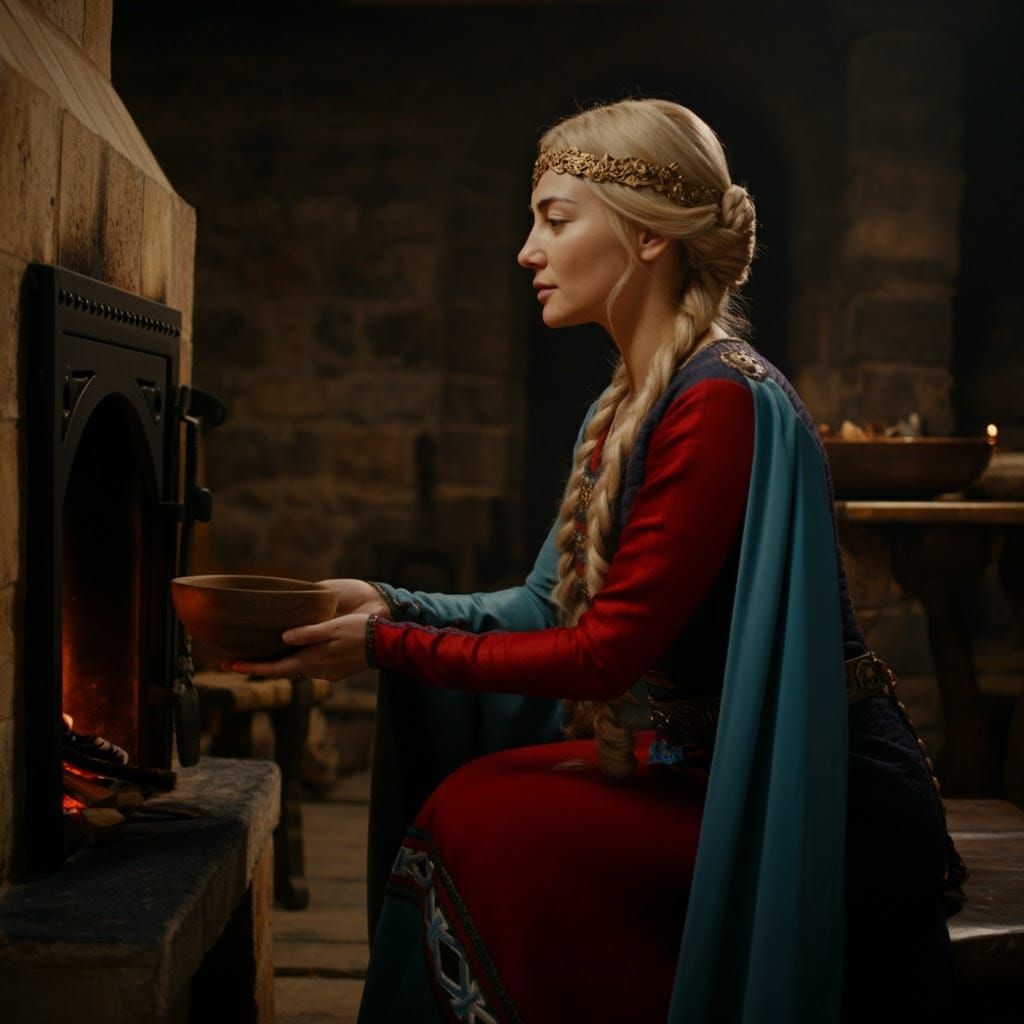 Lamara 5: Elegant Georgian Goddess Tending the Hearth