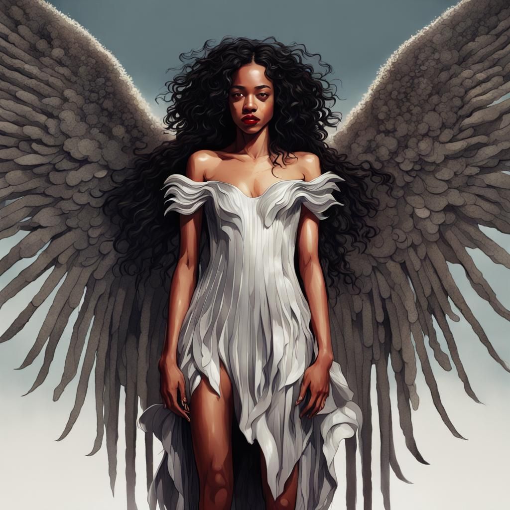 Crying Angel in Pleated Dress: Comic Art