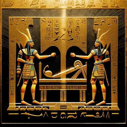 Egyptian Pharaoh's Tomb: Digital Art with Ankh Symbol