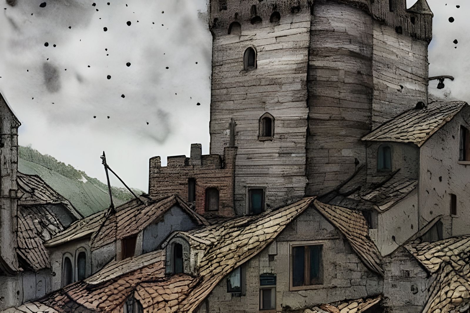 Storm-Swept Medieval Fortress in Hyperrealistic Style