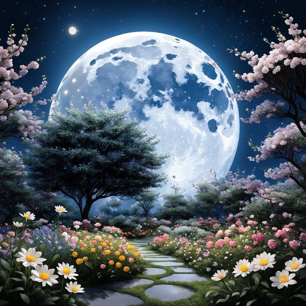 Gigantic Glowing Moon Garden Rests on Earth