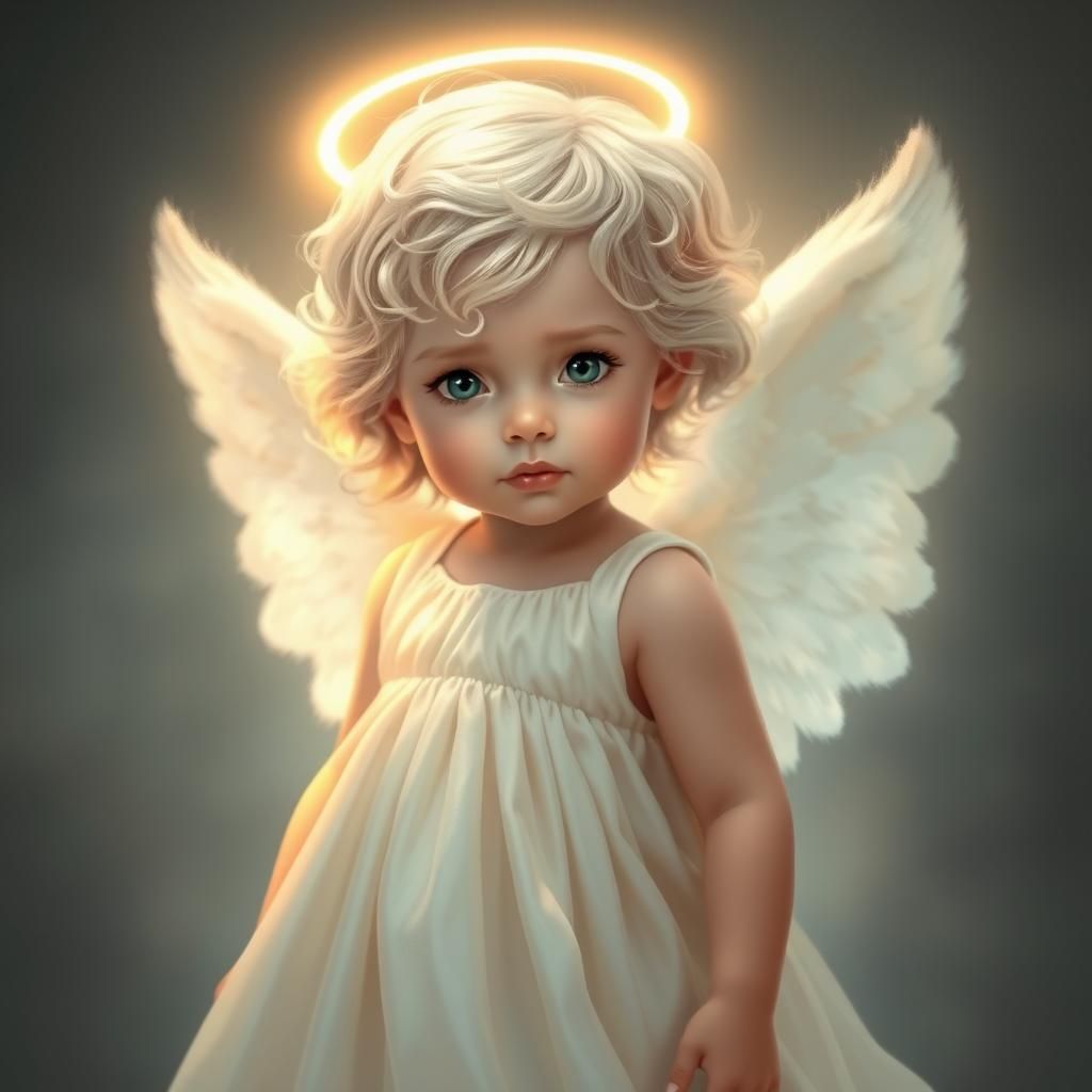 Adorable Angel in Ethereal Light, Fantasy Concept Art