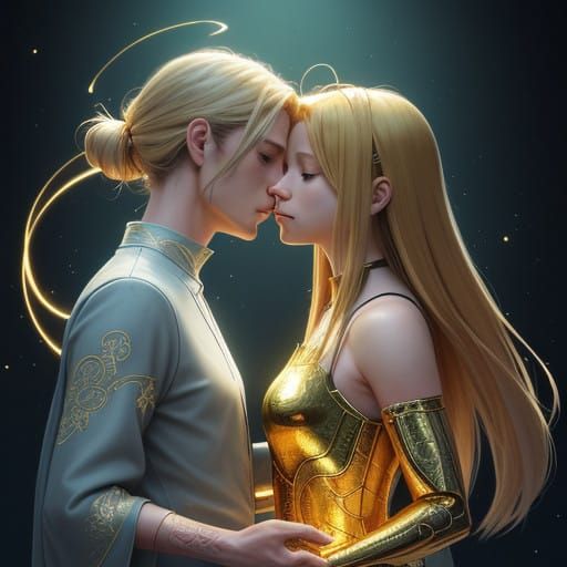 Angel and Buffy in Tender Anime-Inspired Embrace
