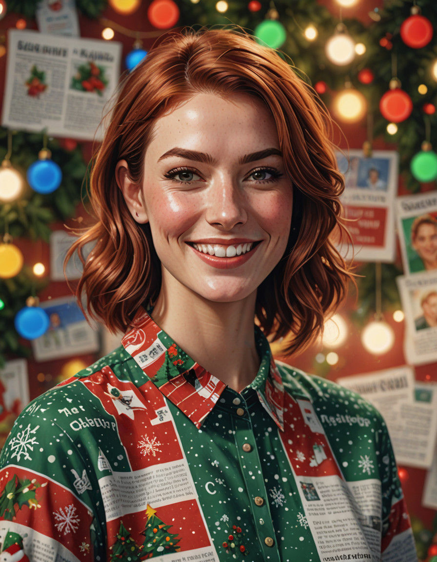 Vibrant Christmas Office Party Scene in Hyperrealistic Style