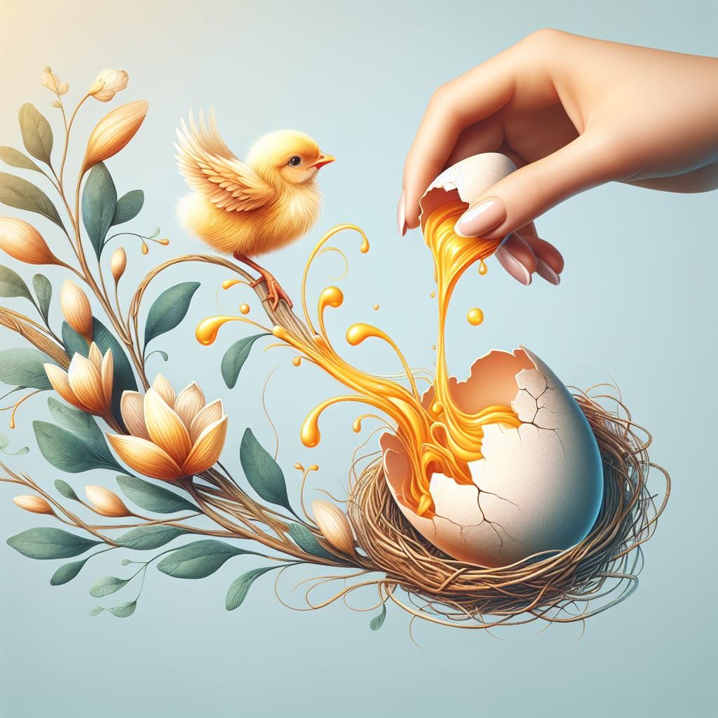 Delicate Egg Hatching Into Bird