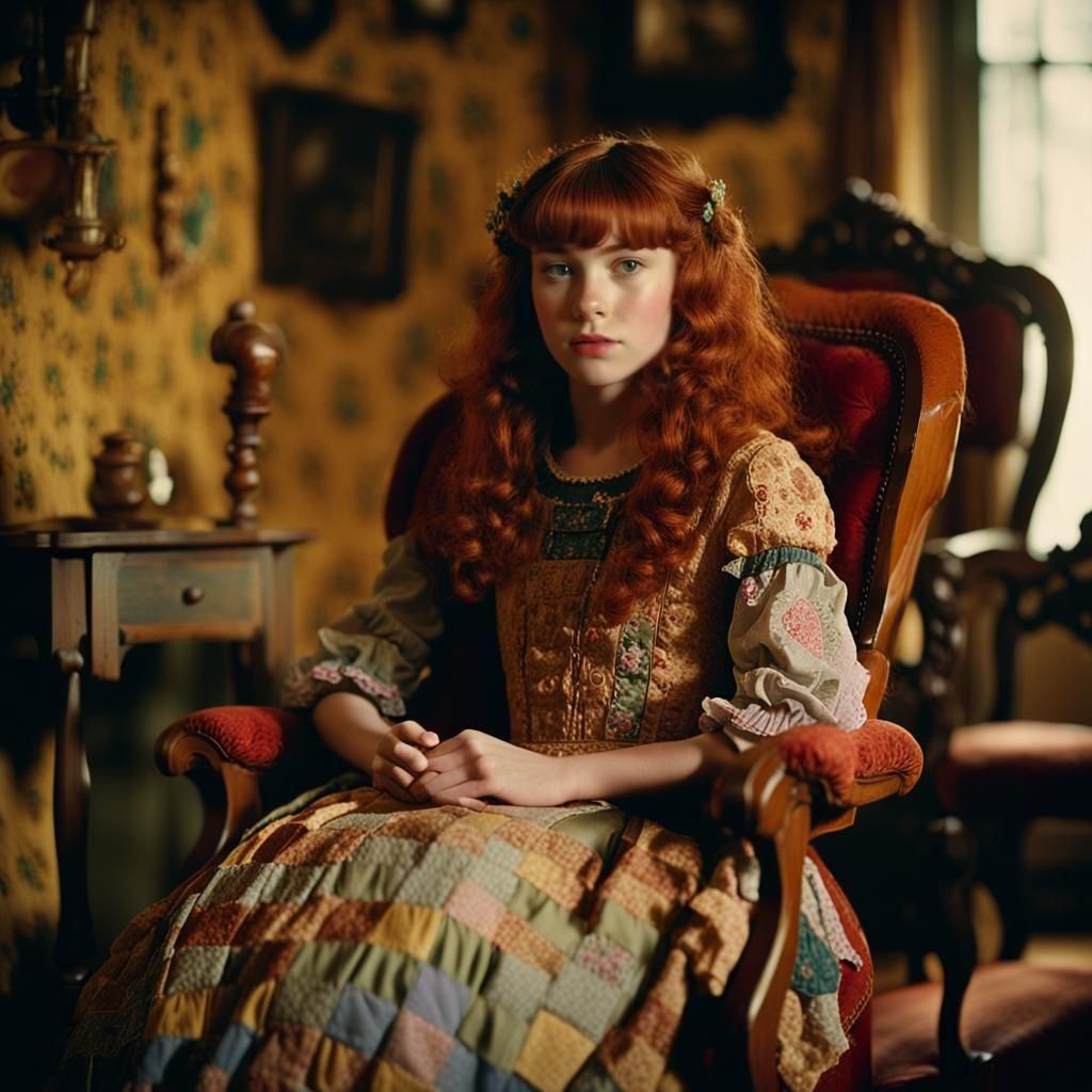 Cinematic Portrait of a Girl in 19th Century Home