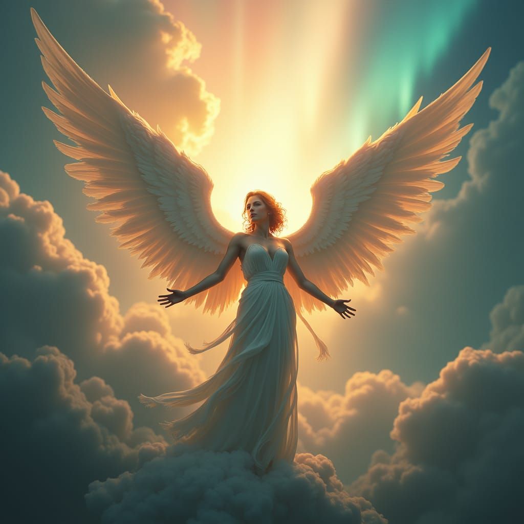 Regal Angel in Divine Light, Ethereal Cloudscape