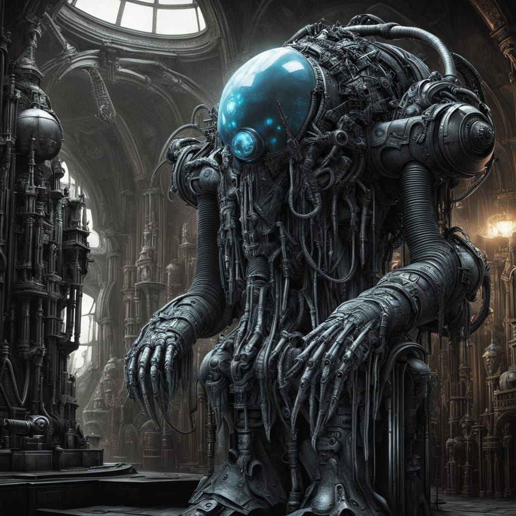 Dieselpunk Golem Reaching Through Portal