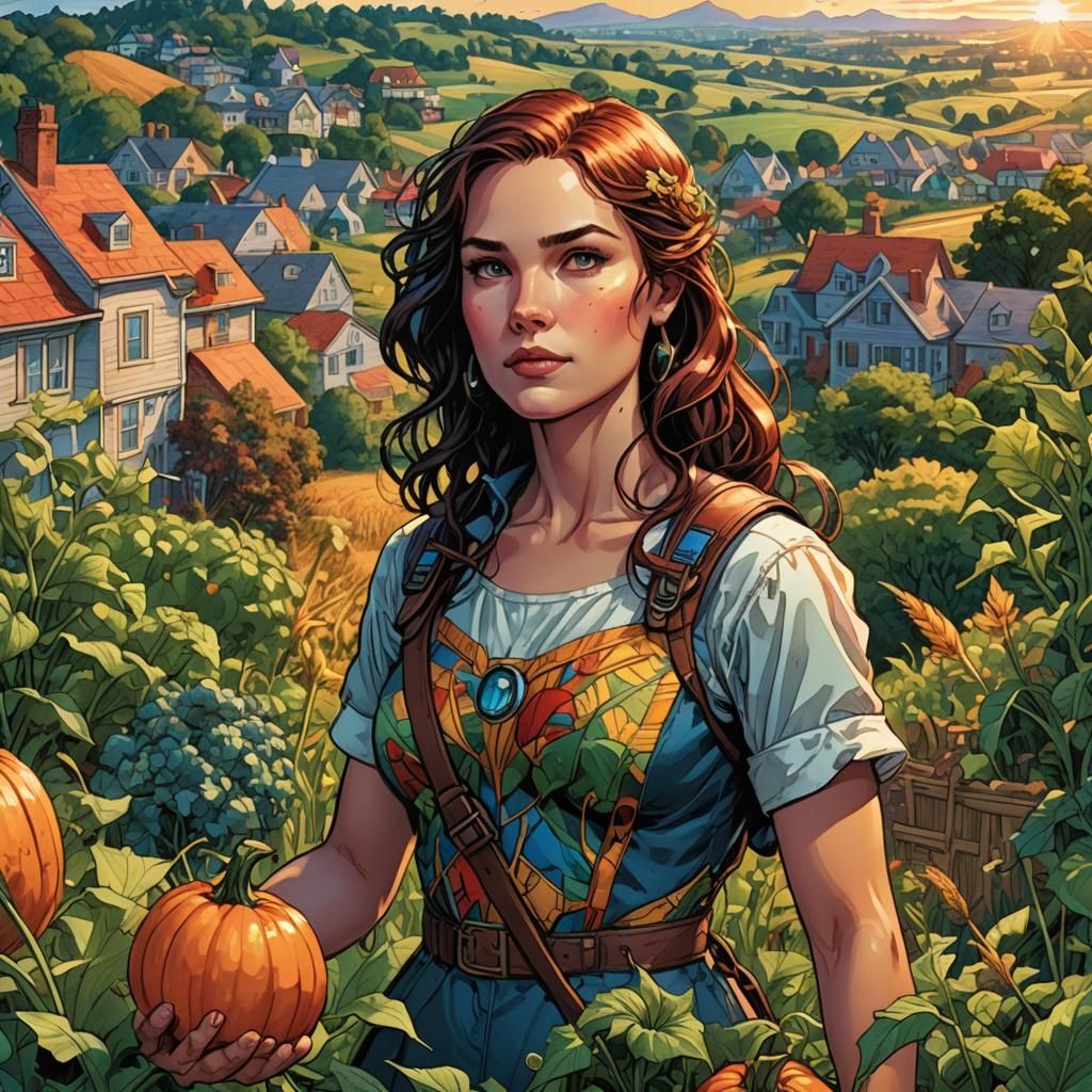 Muse in Harvest: Vibrant Comic Book Art