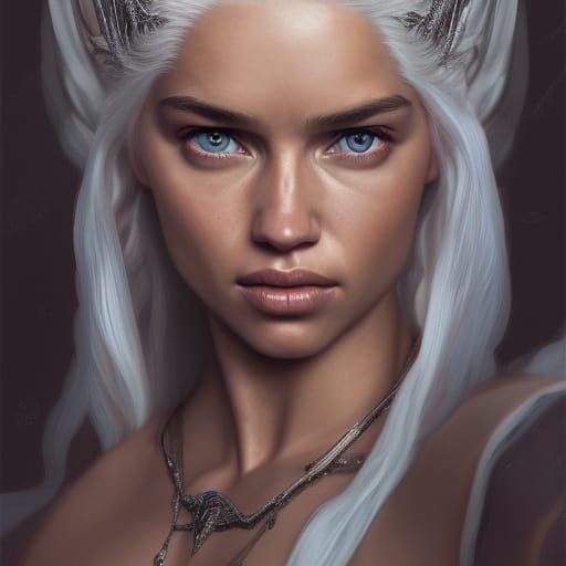 Daenerys Targaryen: Hyperdetailed Portrait in Art Nouveau St...