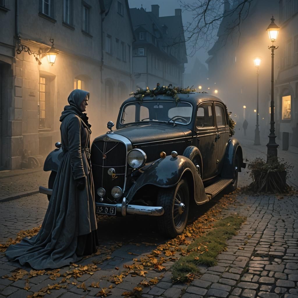 Mystical Woman in Fog and Smoke