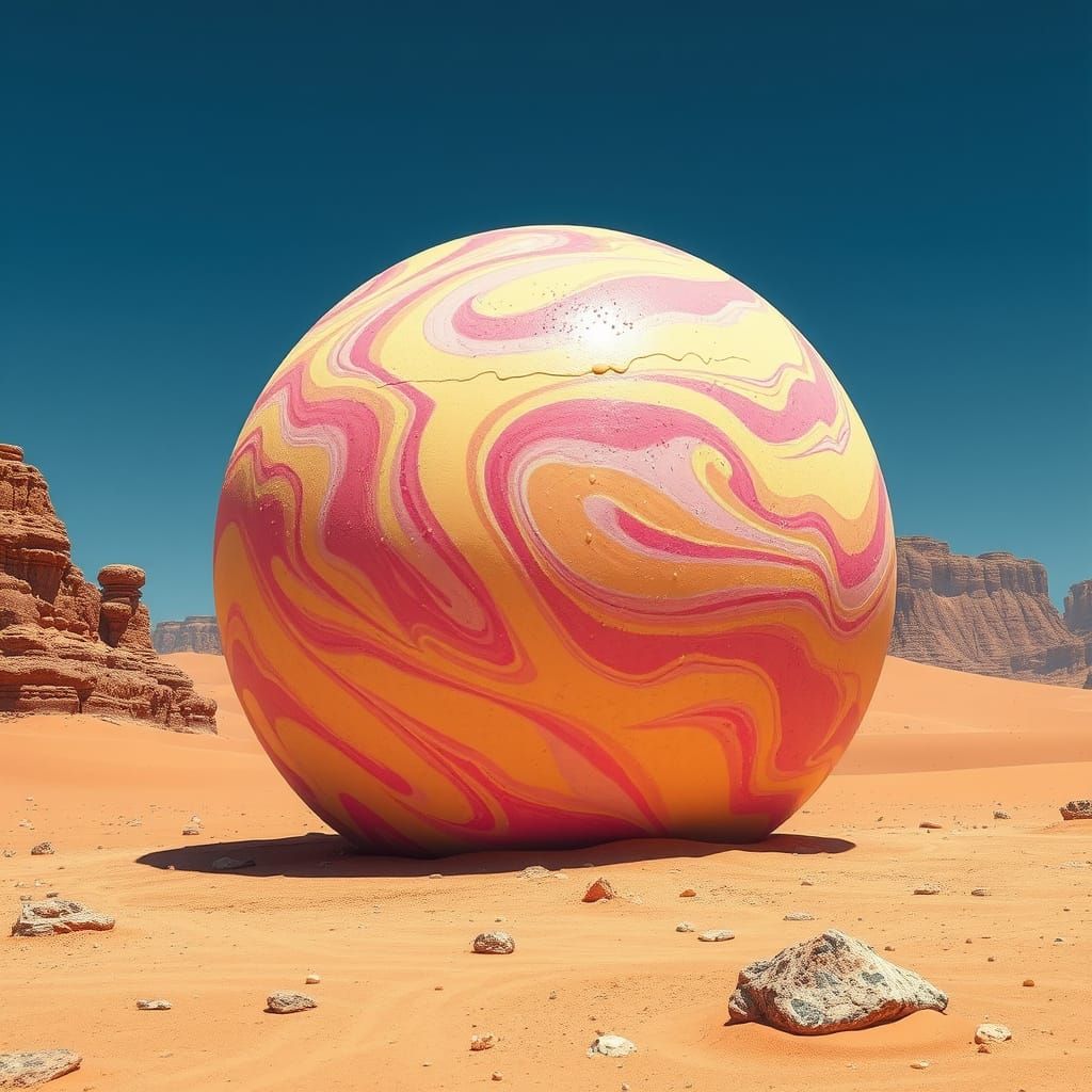 Hyperrealistic Desert Ice Cream Sculpture in Vibrant Colors